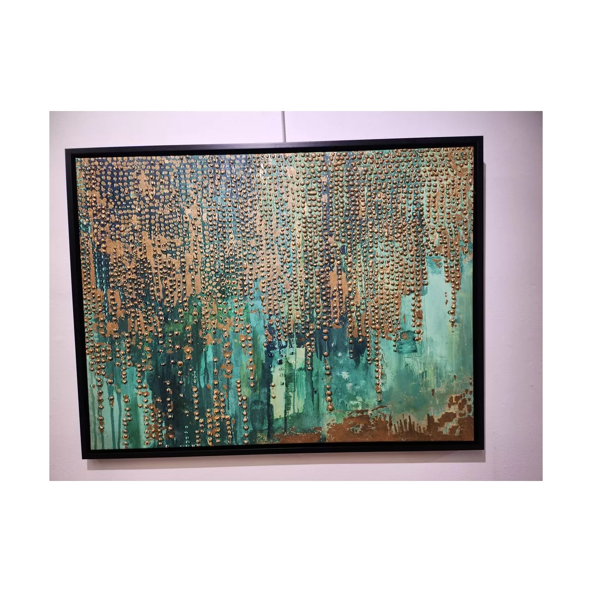 Tableau Abstration Emeraude dorés 100x75