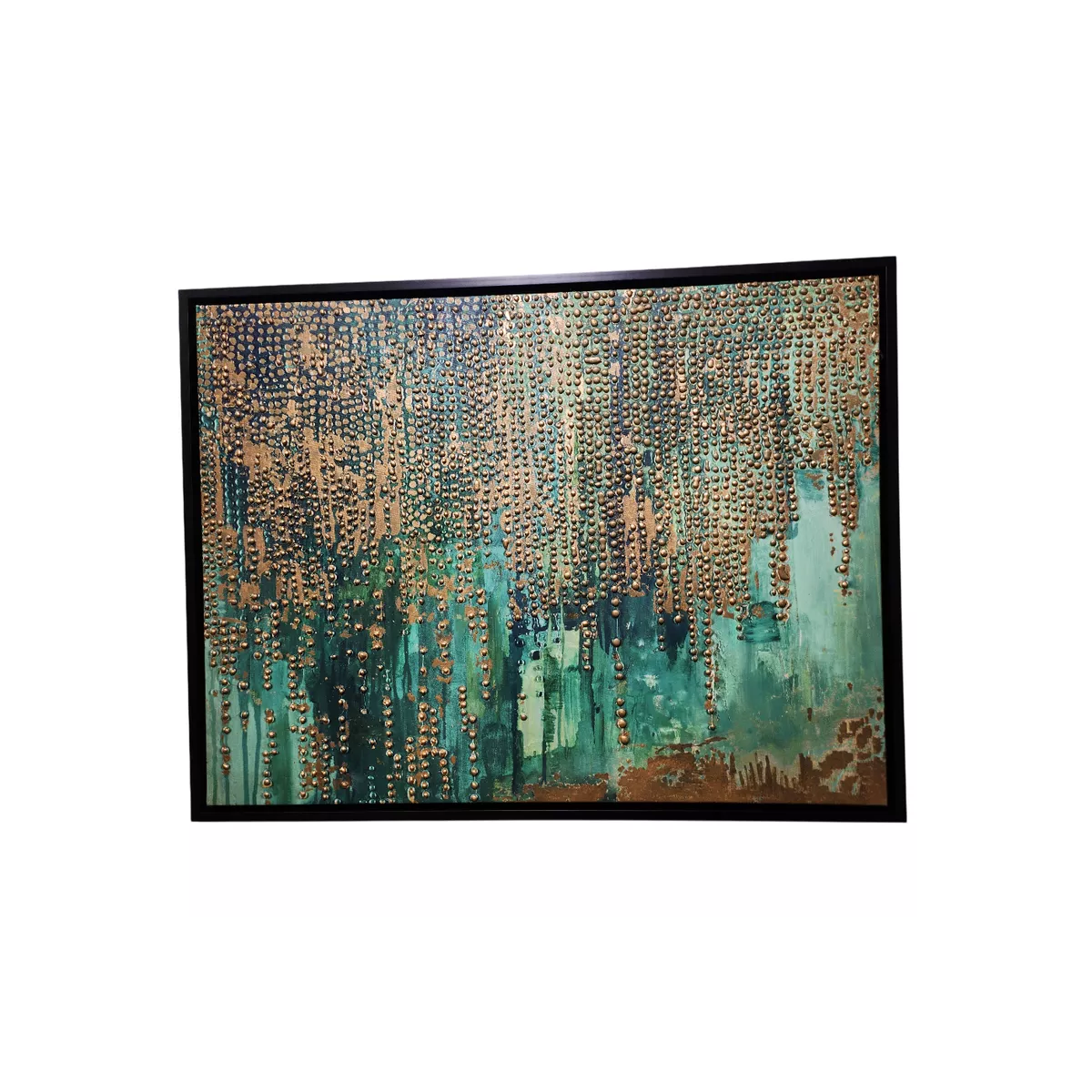 Tableau Abstration Emeraude dorés 100x75