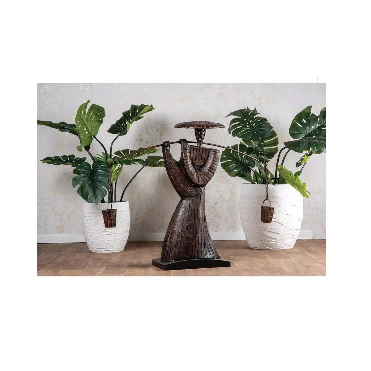 Sculpture Métal Samourai Porteur d'eau