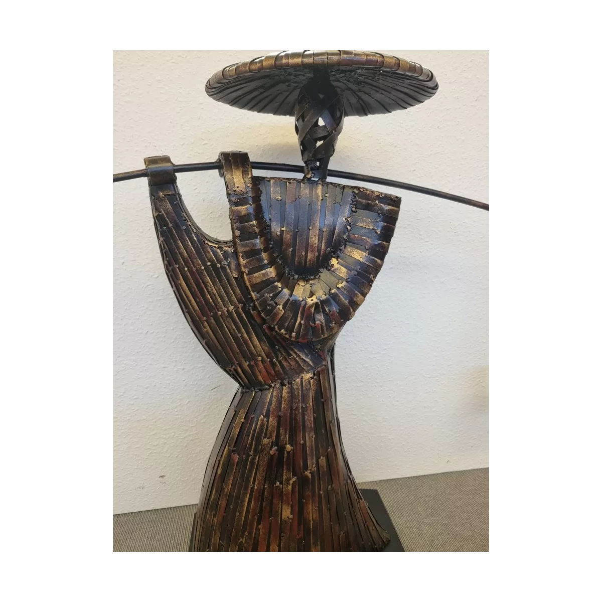 Sculpture Métal Samourai Porteur d'eau