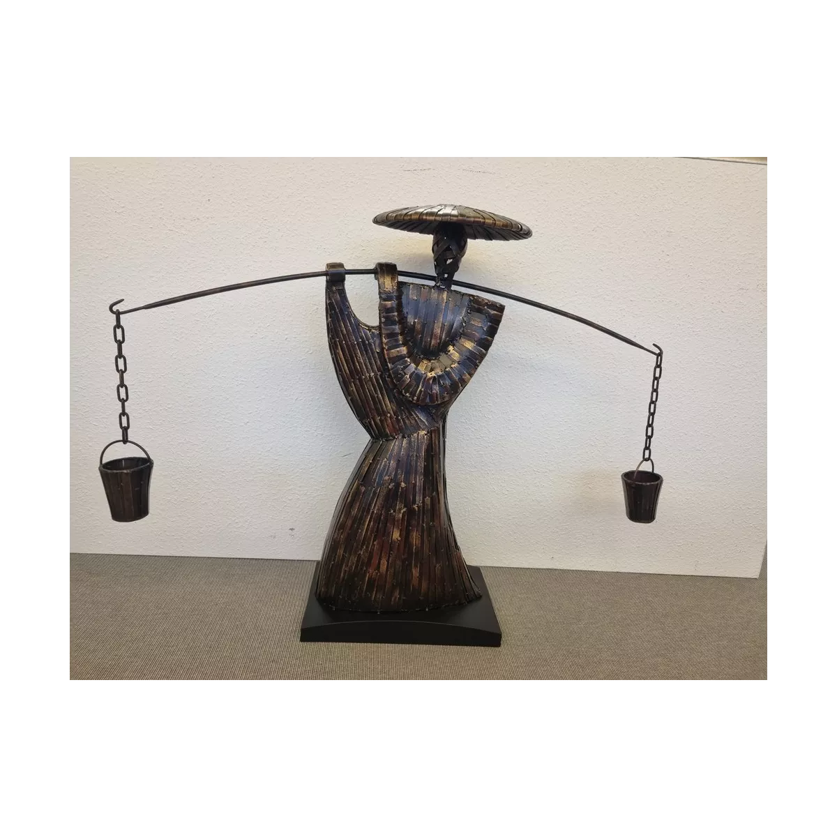 Sculpture Métal Samourai Porteur d'eau