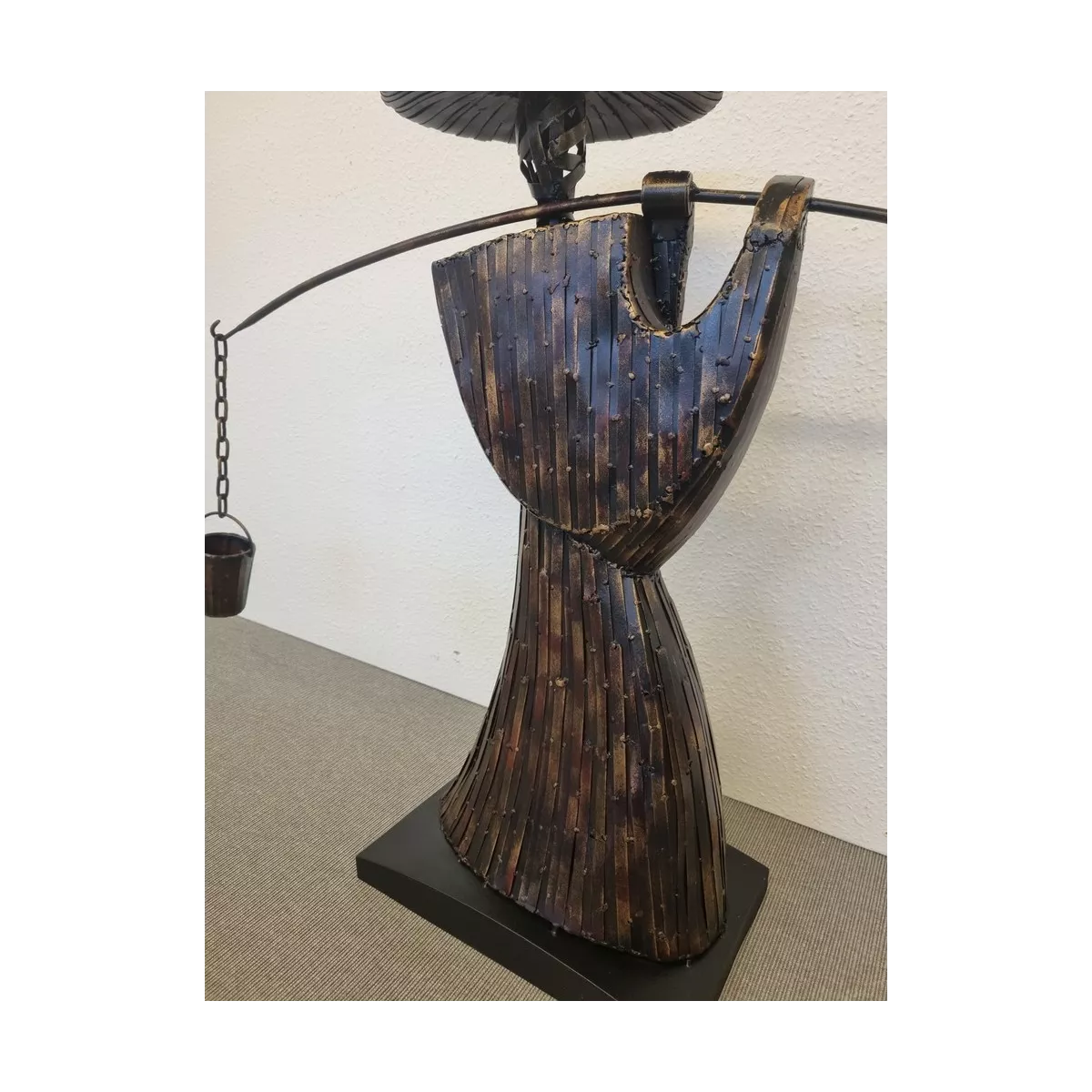 Sculpture Métal Samourai Porteur d'eau
