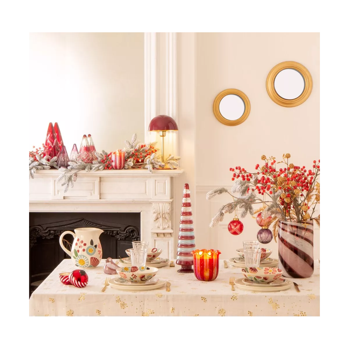 Lampe Champignon Framboise  h36