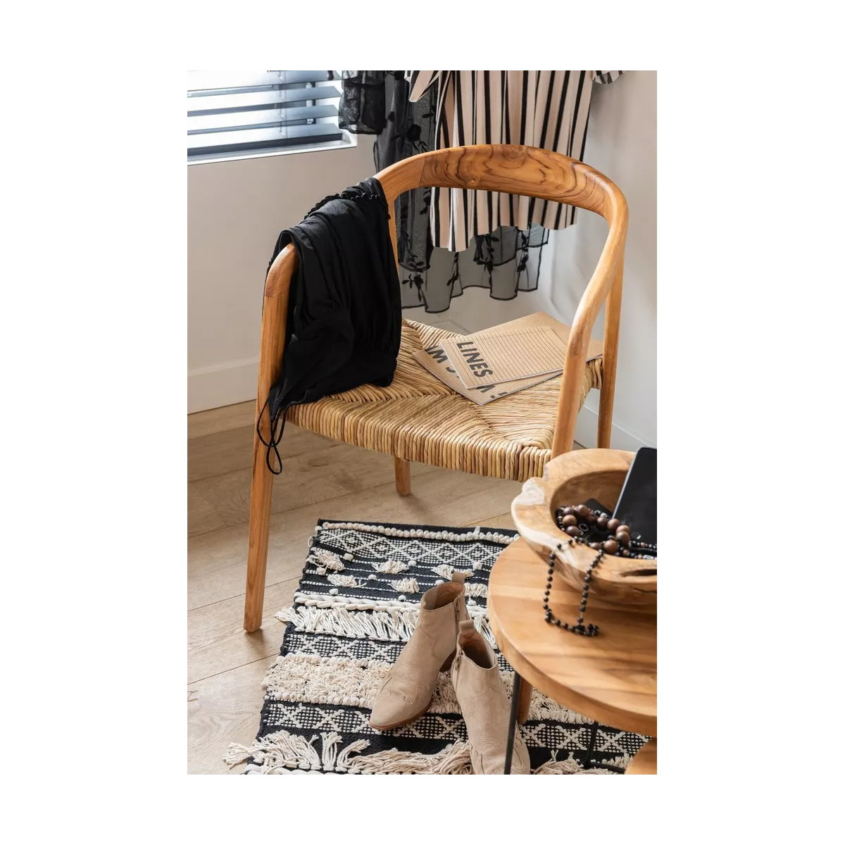 Fauteuil Teck et Paille