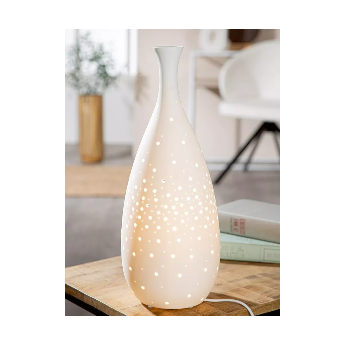 Lampe Porcelaine Bouteille H.42