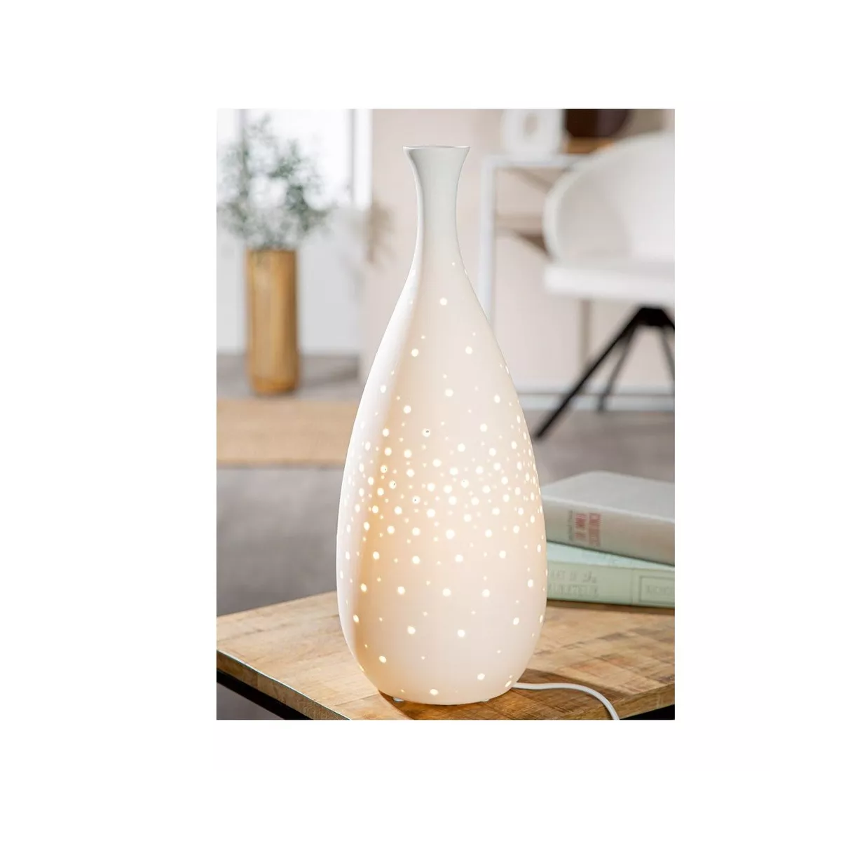 Lampe Porcelaine Bouteille H.42