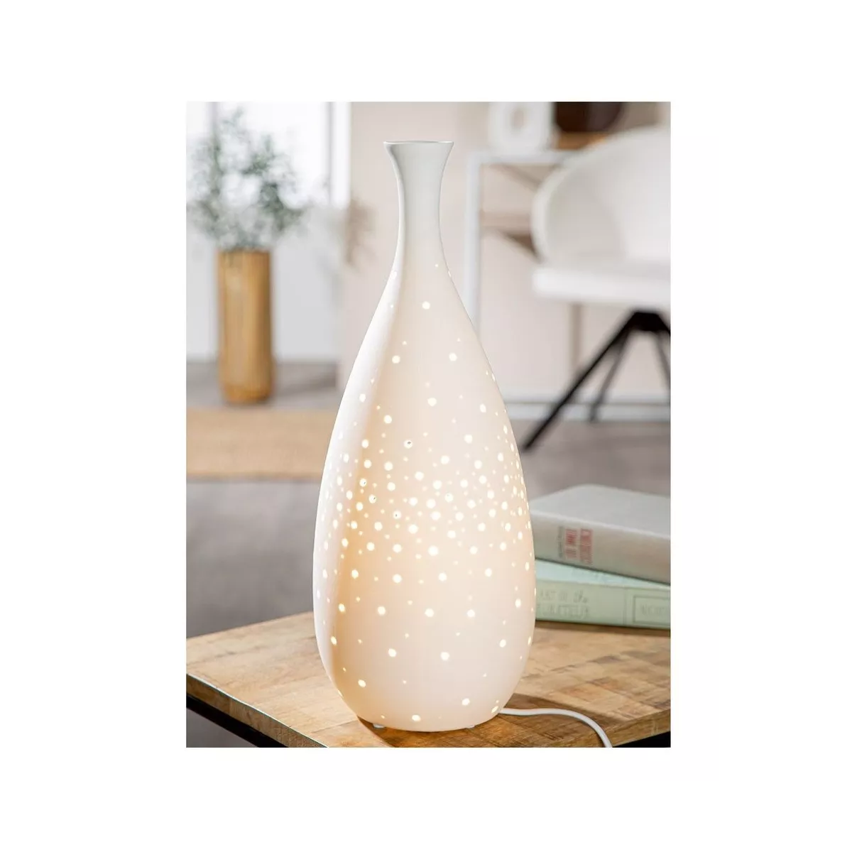 Lampe Porcelaine Bouteille H.42