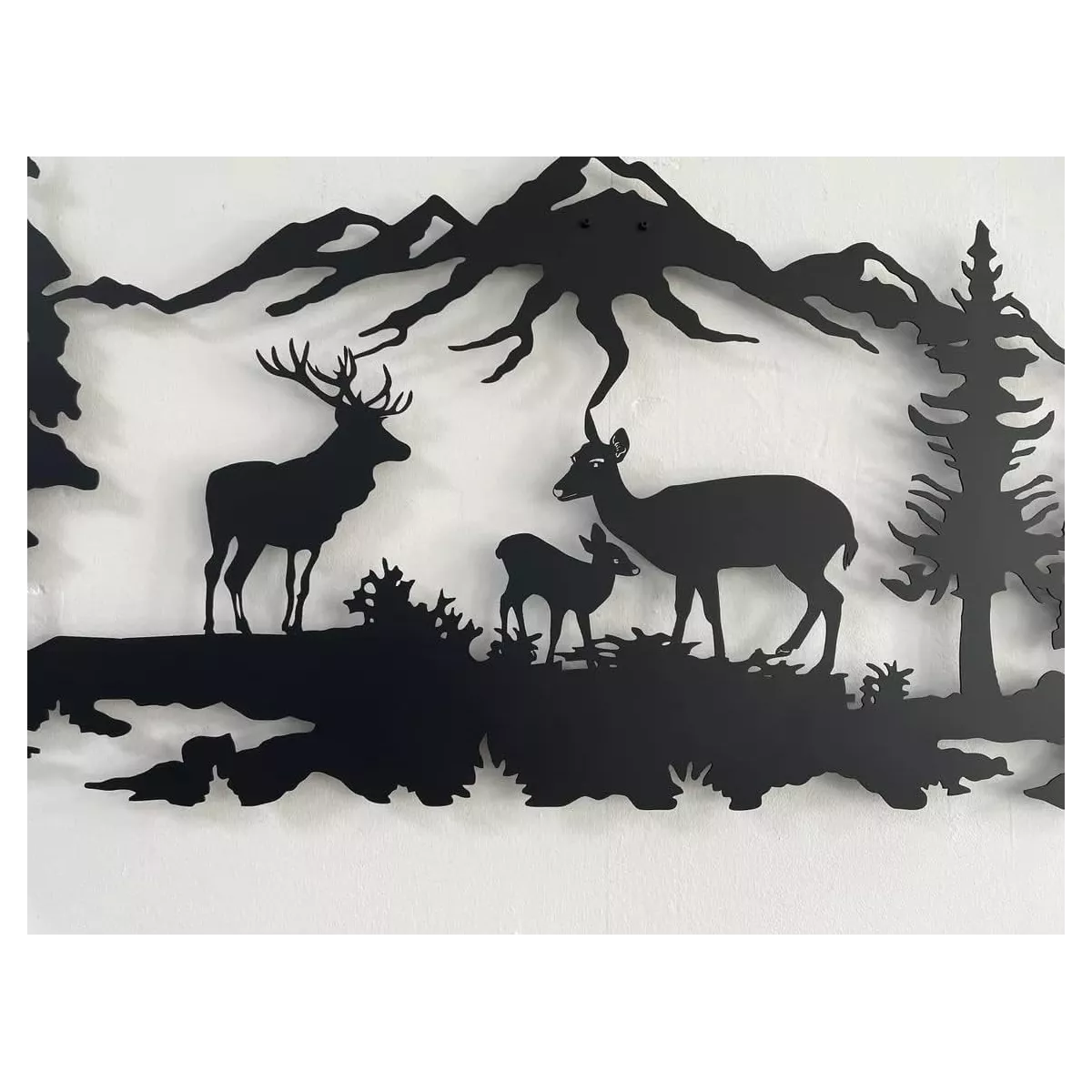 Décoration Murale en Métal Cerf Noir 61x25