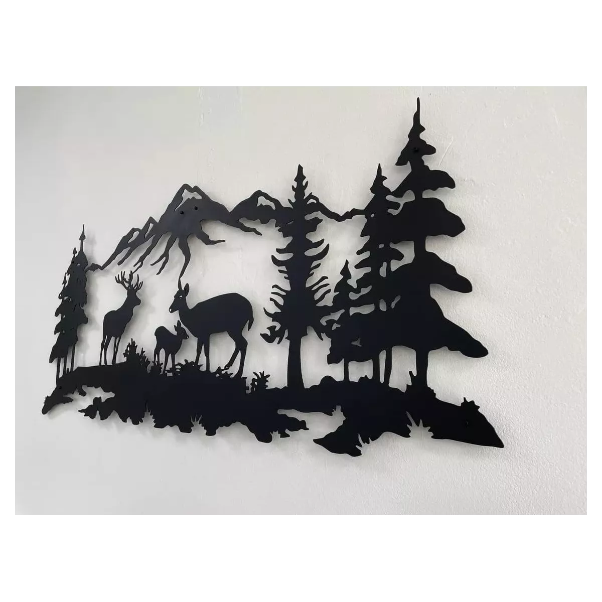 Décoration Murale en Métal Cerf Noir 61x25
