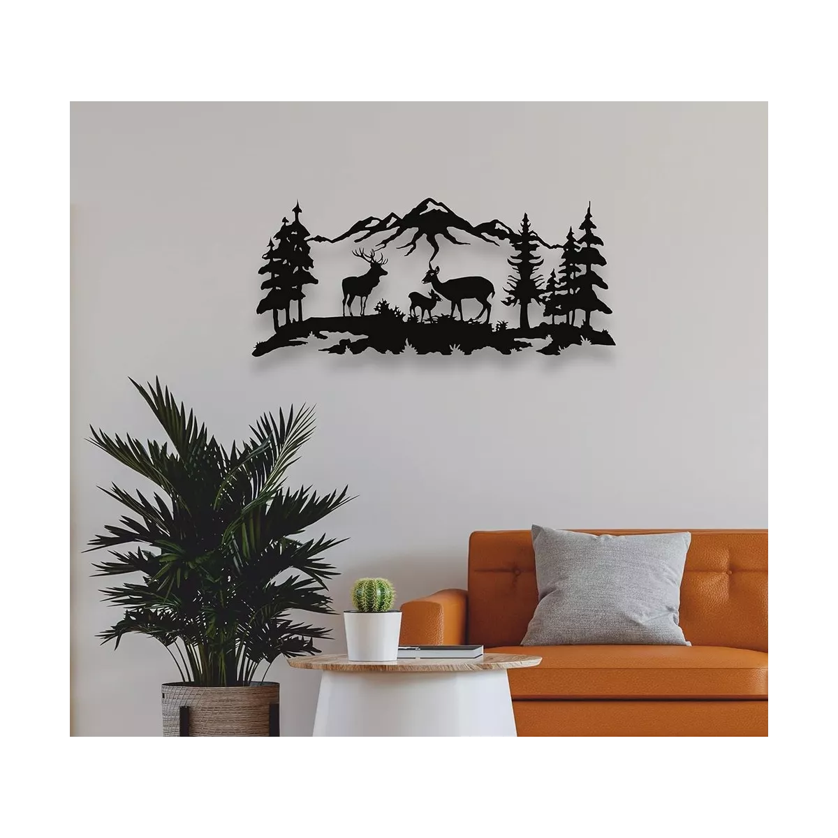 Décoration Murale en Métal Cerf Noir 61x25