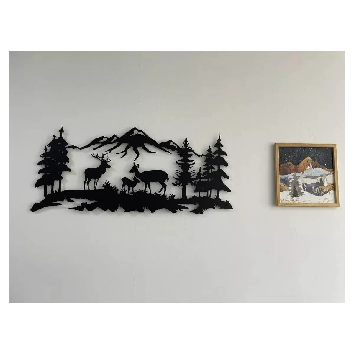 Décoration Murale en Métal Cerf Noir 61x25