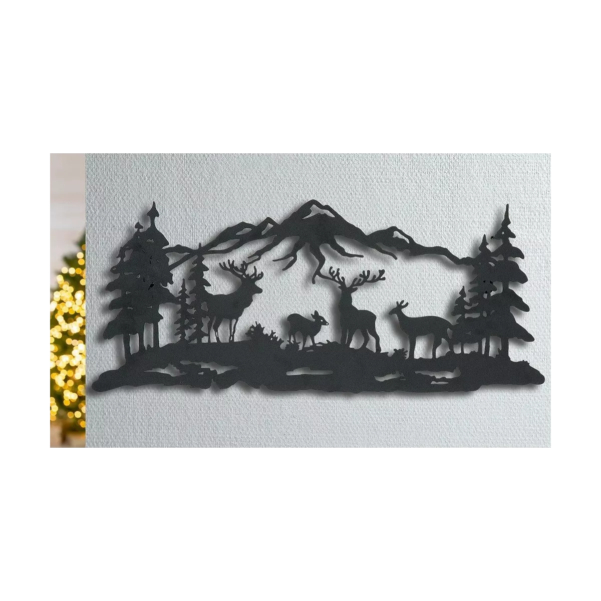 Décoration Murale en Métal Cerf Noir 61x25