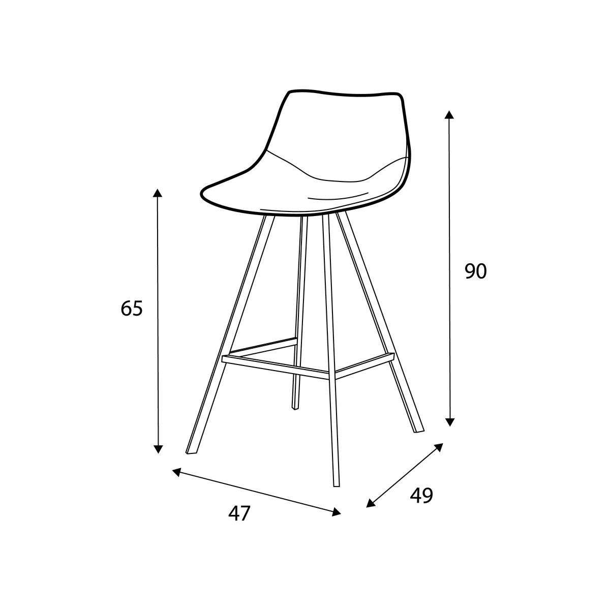 Tabouret de bar Happy Cognac