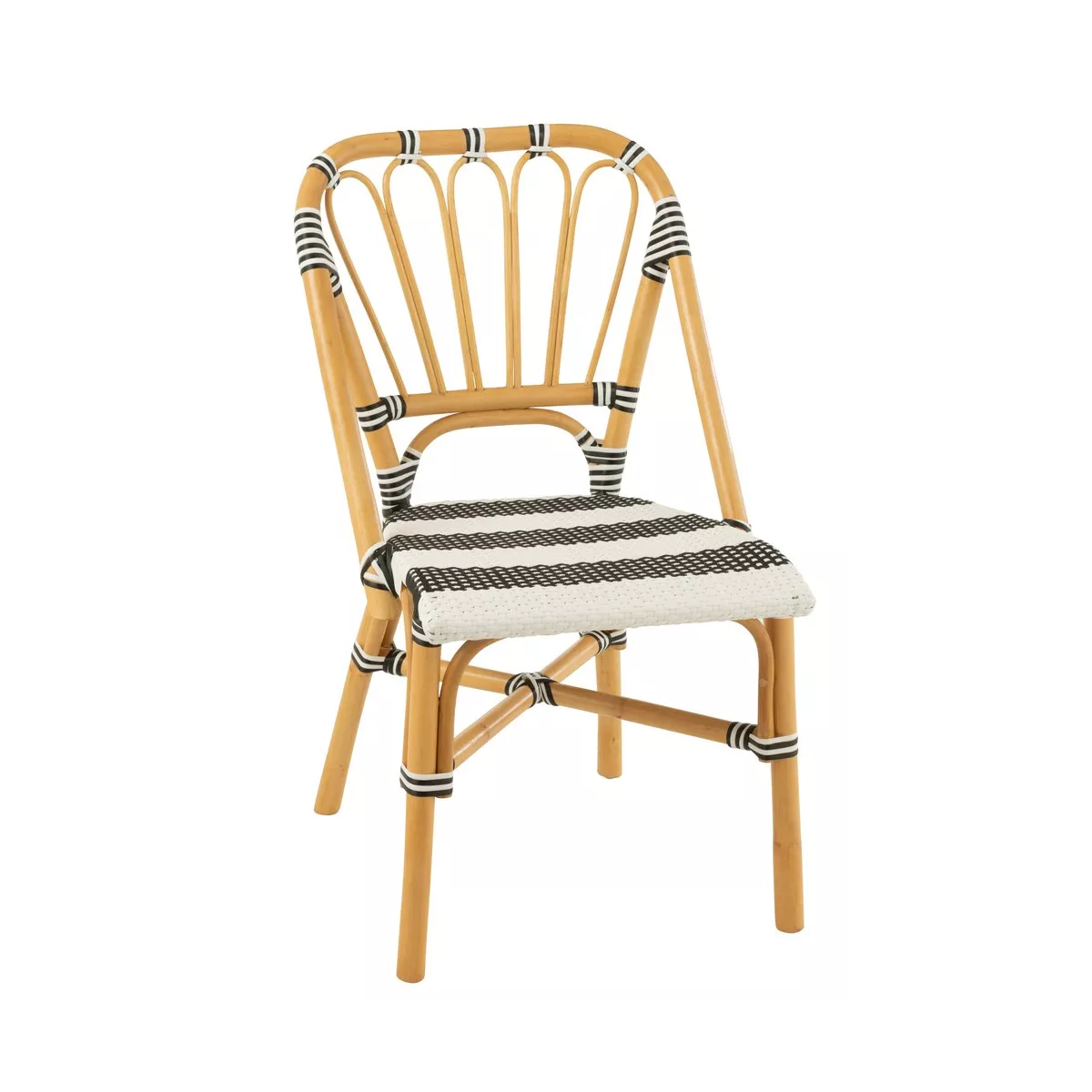 Chaise Bistrot Jili Rotin Noir et Blanc