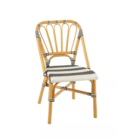 Chaise Bistrot Rotin Noir et Blanc