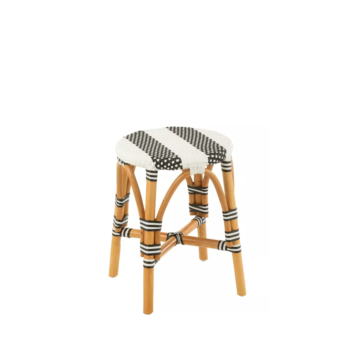 Tabouret Bistrot Jili Rotin Noir et Blanc