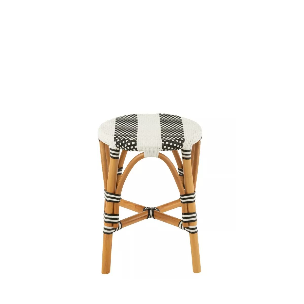 Tabouret Bistrot Jili Rotin Noir et Blanc