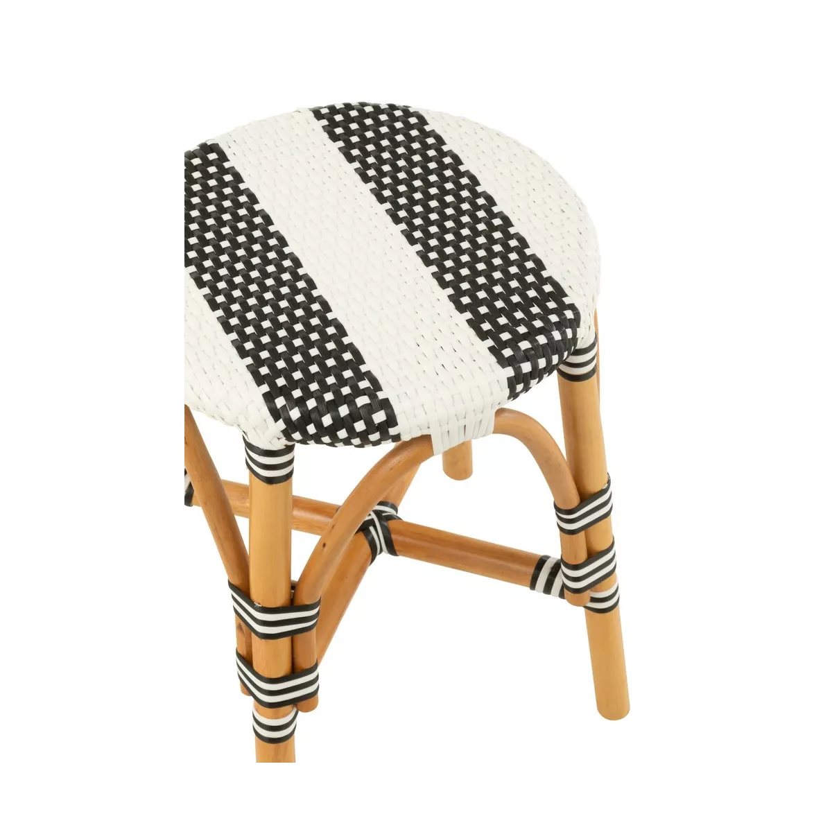 Tabouret Bistrot Jili Rotin Noir et Blanc