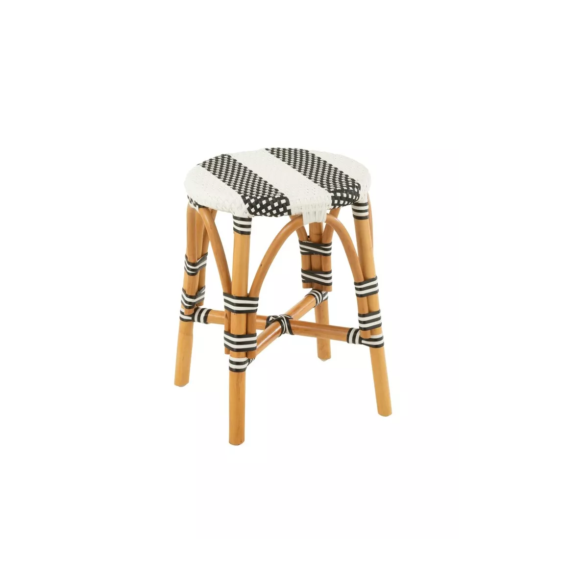 Tabouret Bistrot Jili Rotin Noir et Blanc