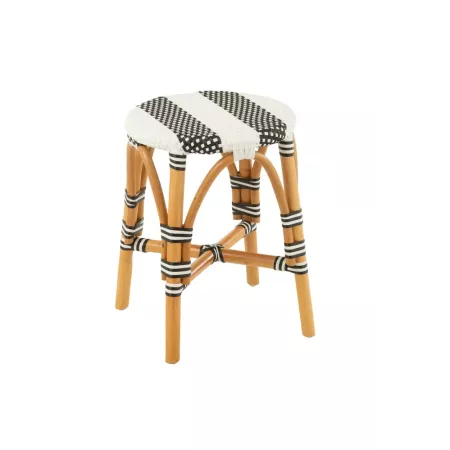 Tabouret Bistrot Rotin Noir et Blanc
