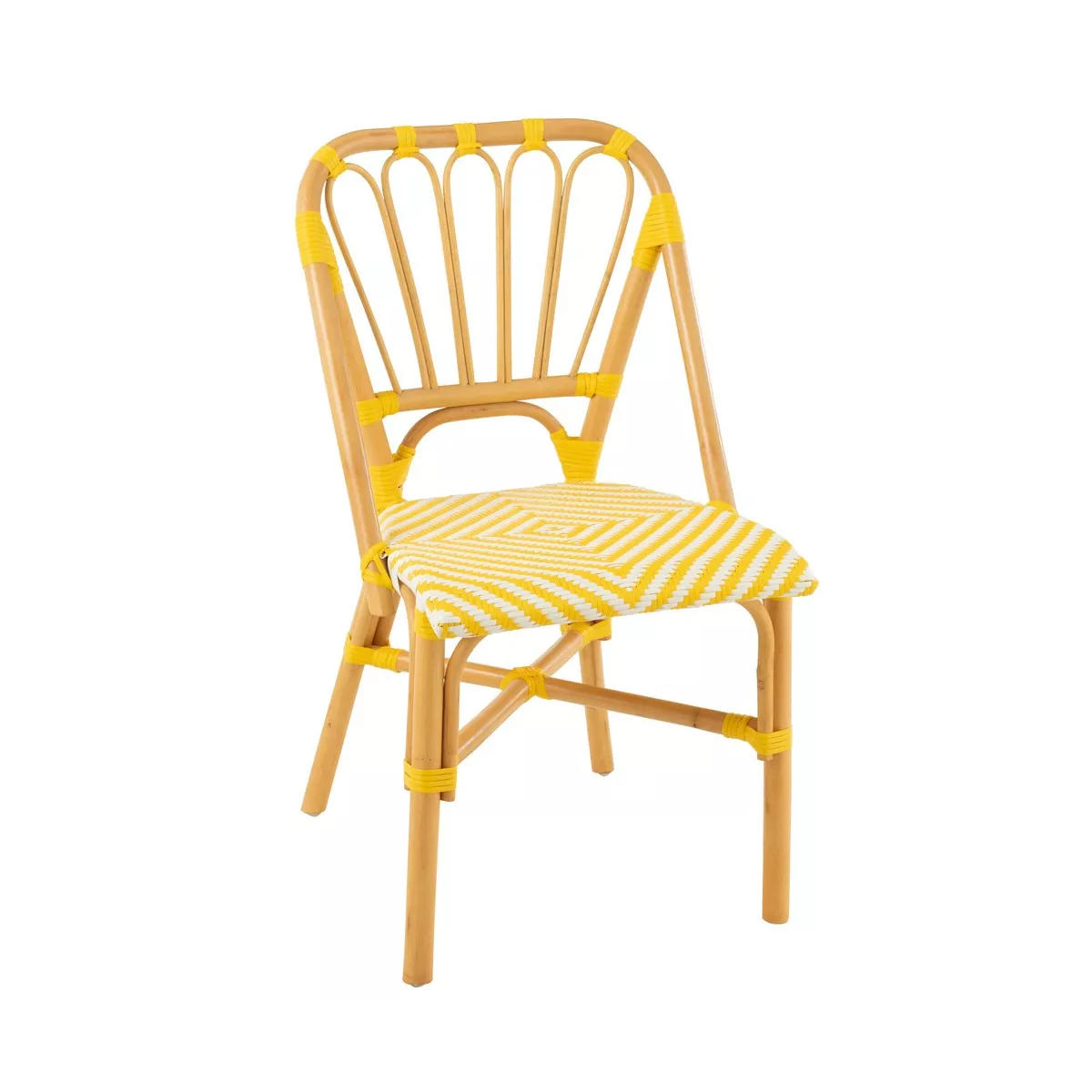 Chaise Bistrot Jili Rotin Jaune et Blanc