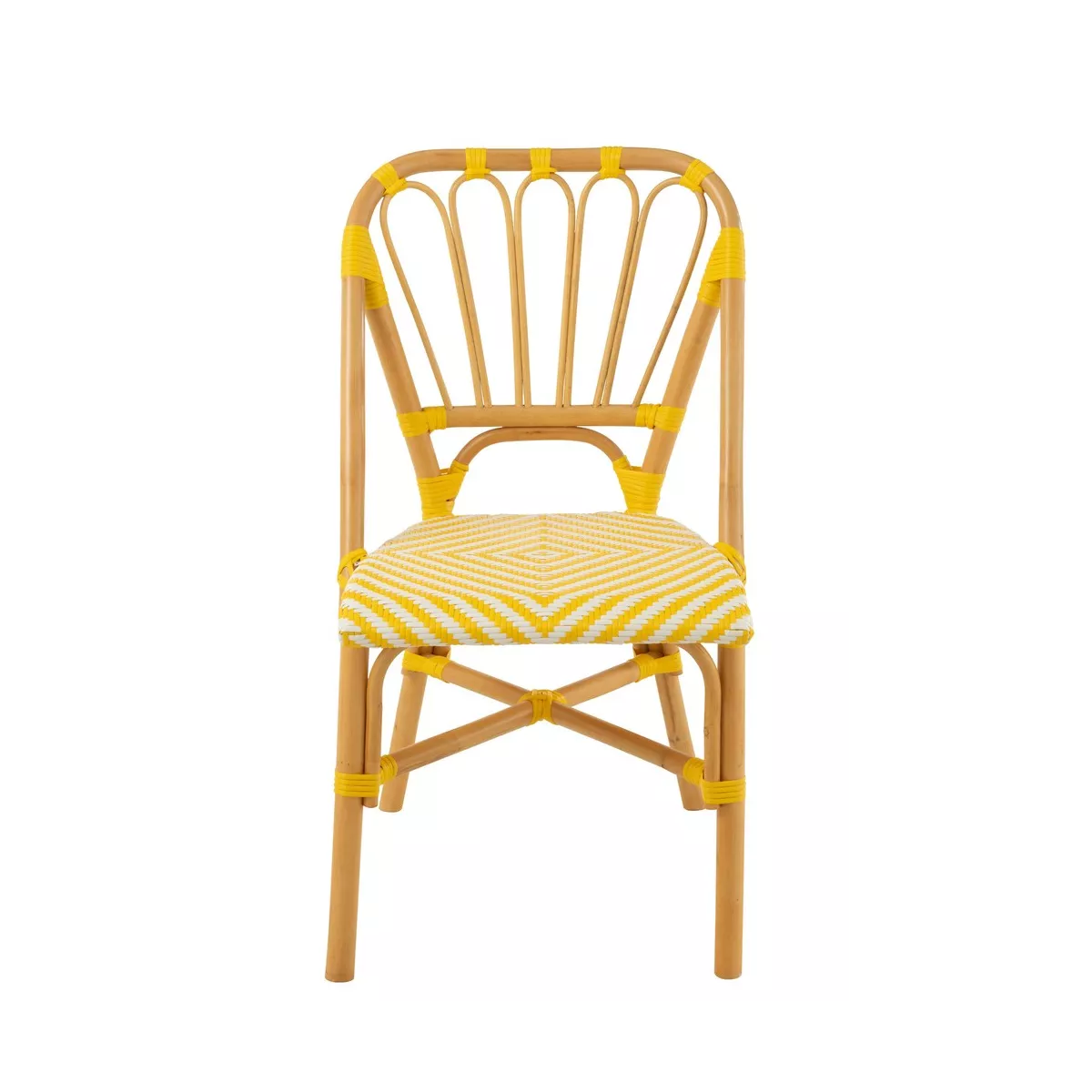 Chaise Bistrot Jili Rotin Jaune et Blanc