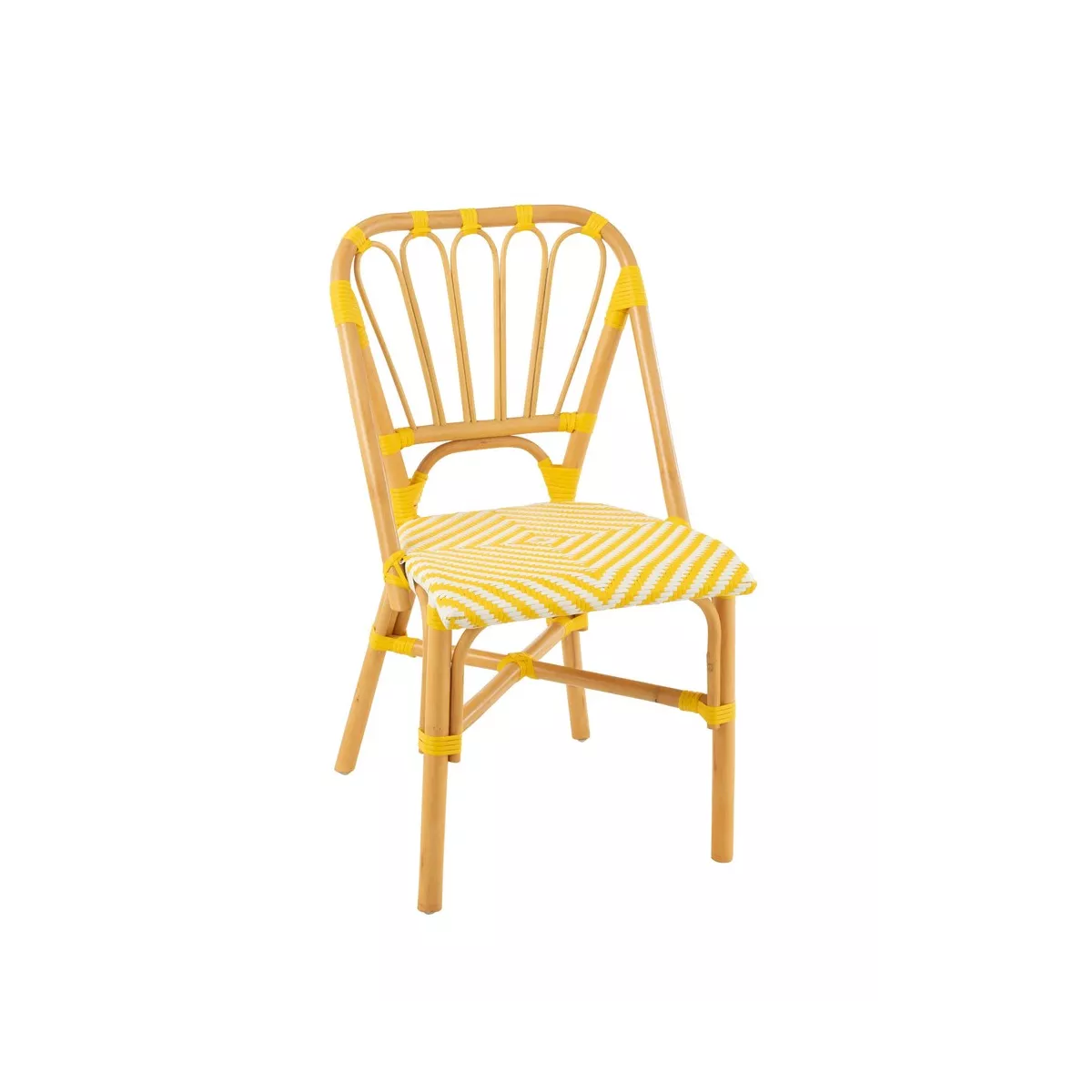 Chaise Bistrot Jili Rotin Jaune et Blanc
