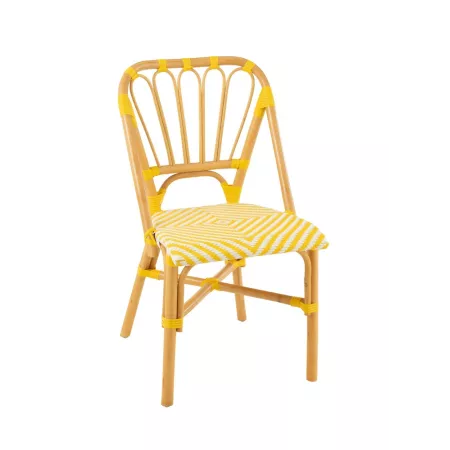 Chaise Bistrot Rotin Jaune et Blanc