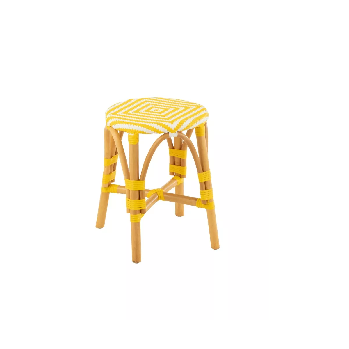 Tabouret Bistrot Jili Rotin Jaune et Blanc