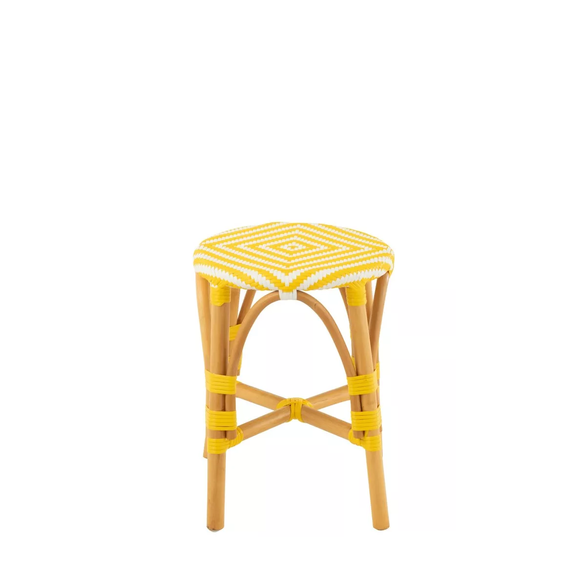 Tabouret Bistrot Jili Rotin Jaune et Blanc