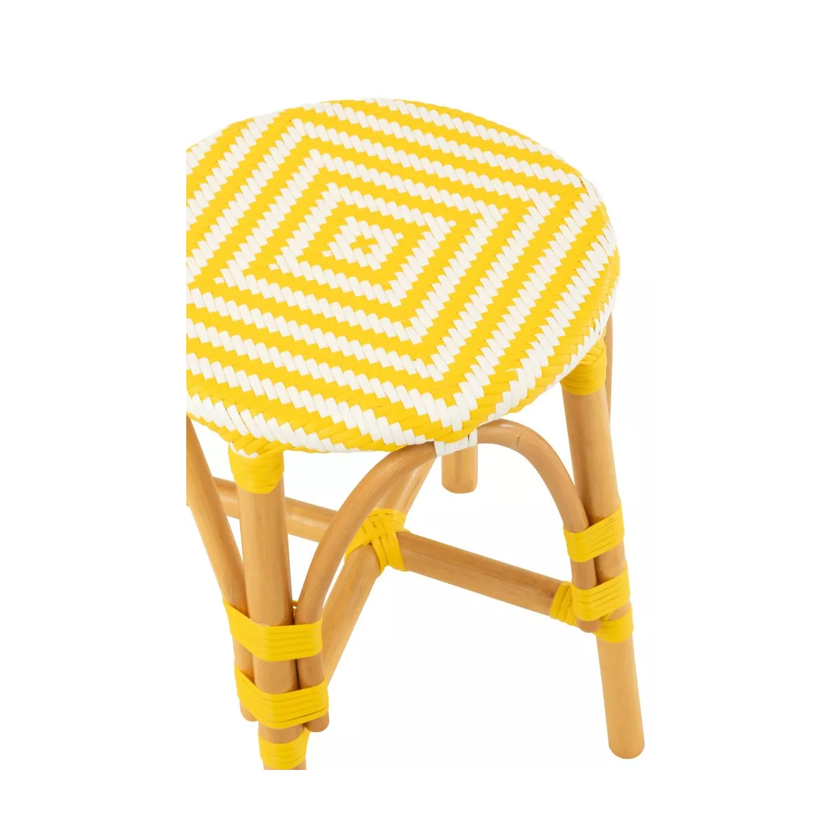 Tabouret Bistrot Jili Rotin Jaune et Blanc