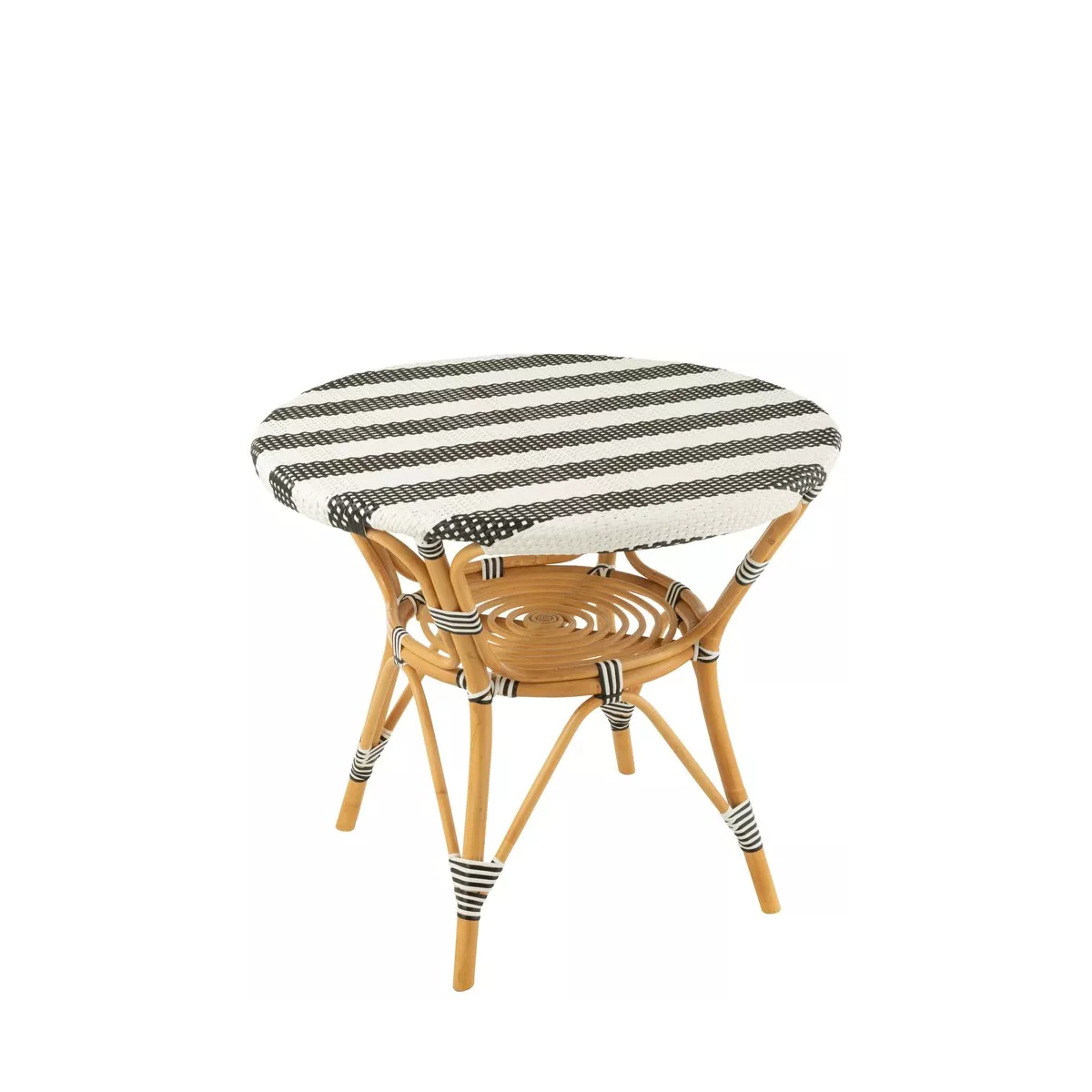 Table Bistrot Rotin Jili Noir et Blanc 90cm