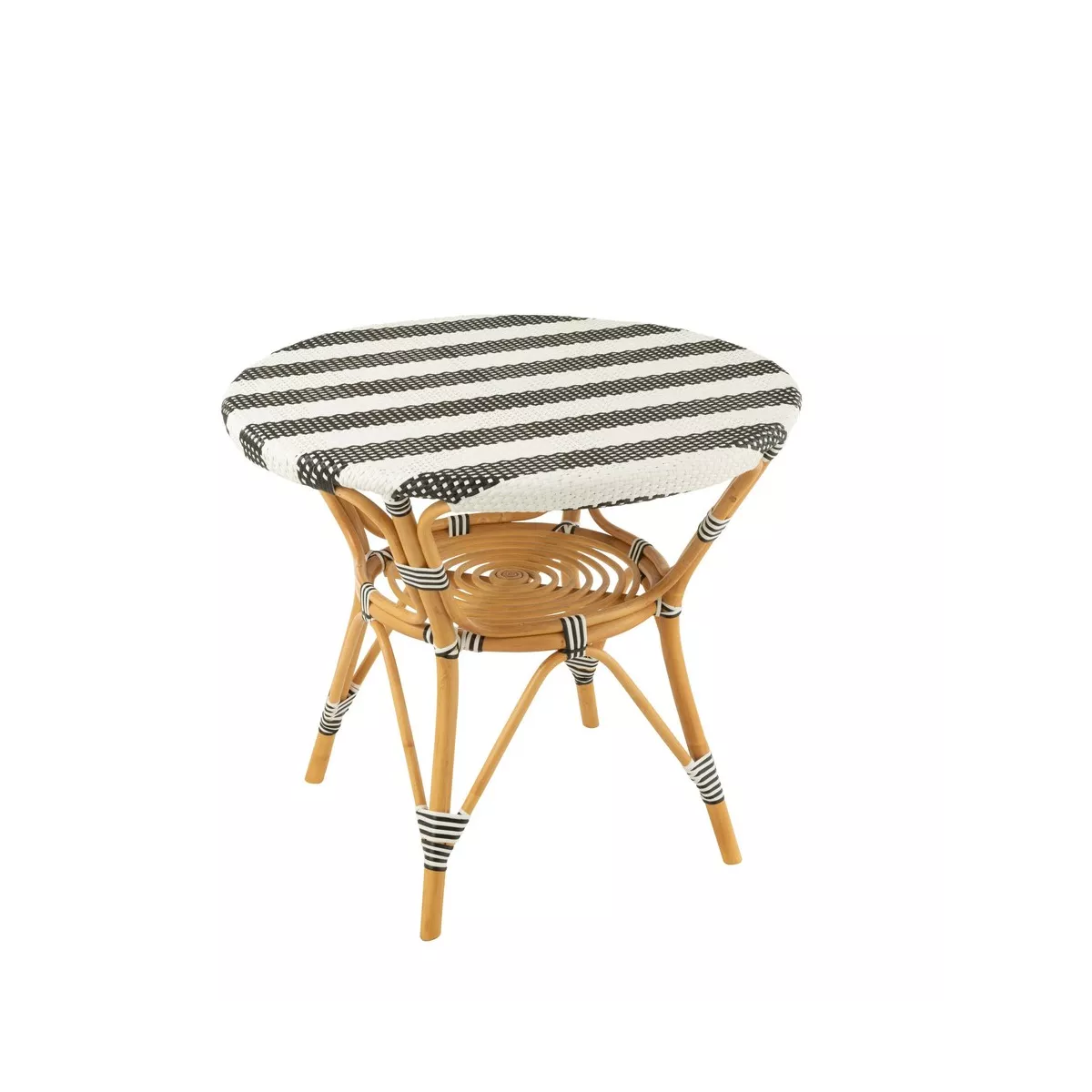 Table Bistrot Rotin Jili Noir et Blanc 90cm