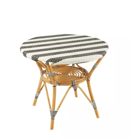 Table Bistrot Rotin Noir et Blanc 90cm