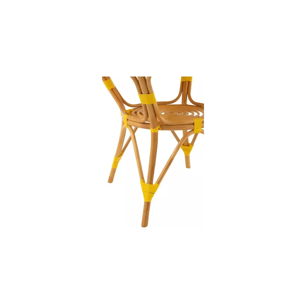 Table Bistrot Rotin Jili Jaune et Blanc 90cm