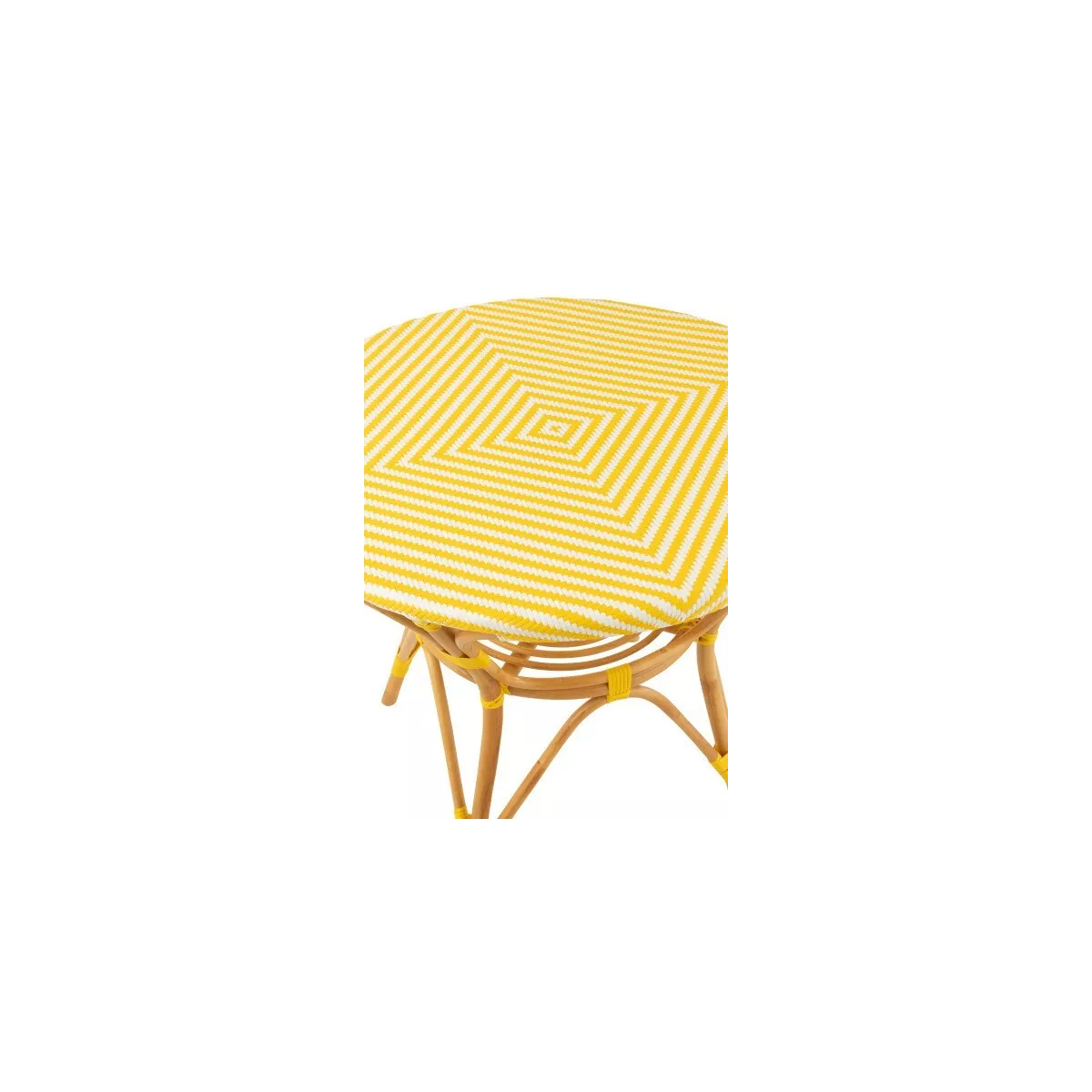 Table Bistrot Rotin Jili Jaune et Blanc 90cm