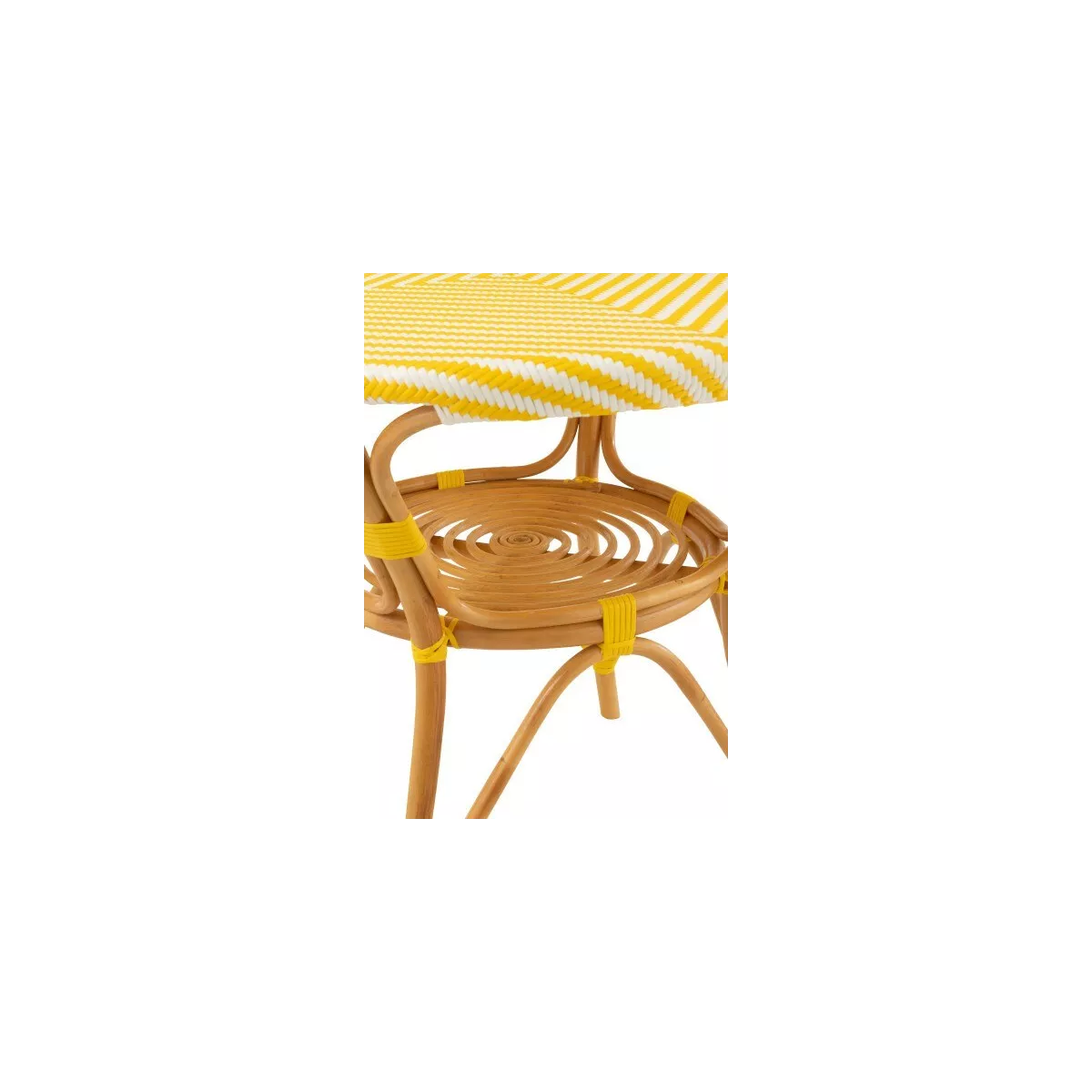 Table Bistrot Rotin Jili Jaune et Blanc 90cm