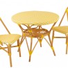 Table Bistrot Rotin Jaune et Blanc 90cm