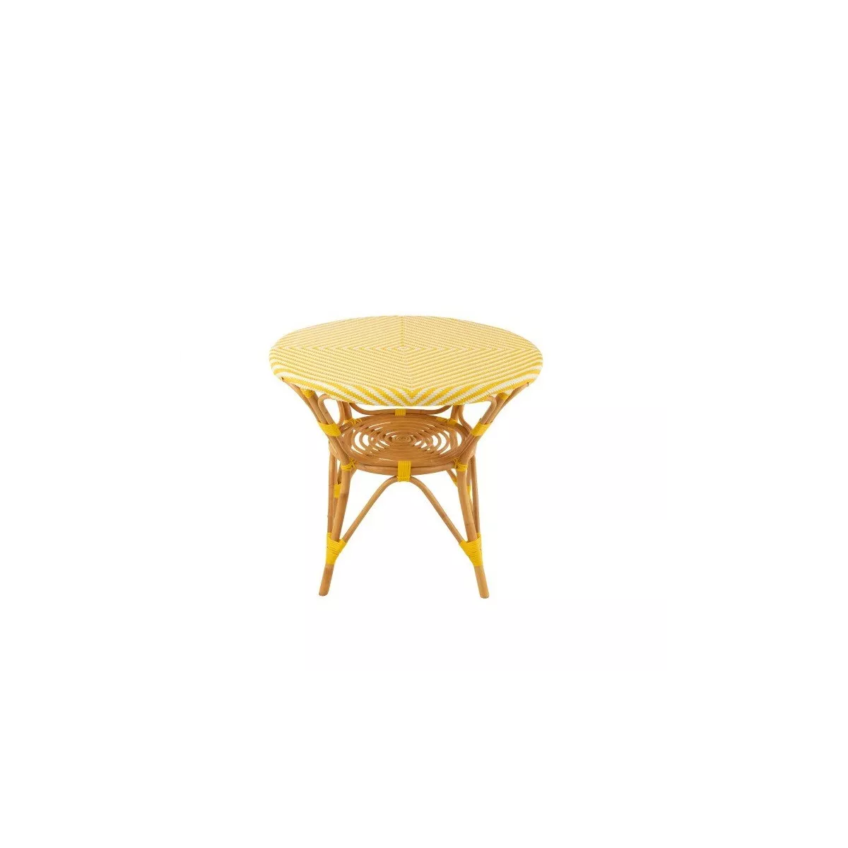 Table Bistrot Rotin Jili Jaune et Blanc 90cm