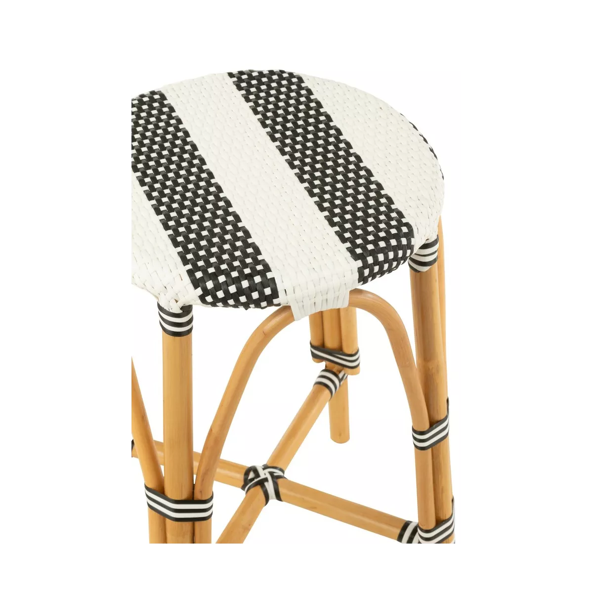 Tabouret de bar Bistrot Jili Rotin Noir et Blanc