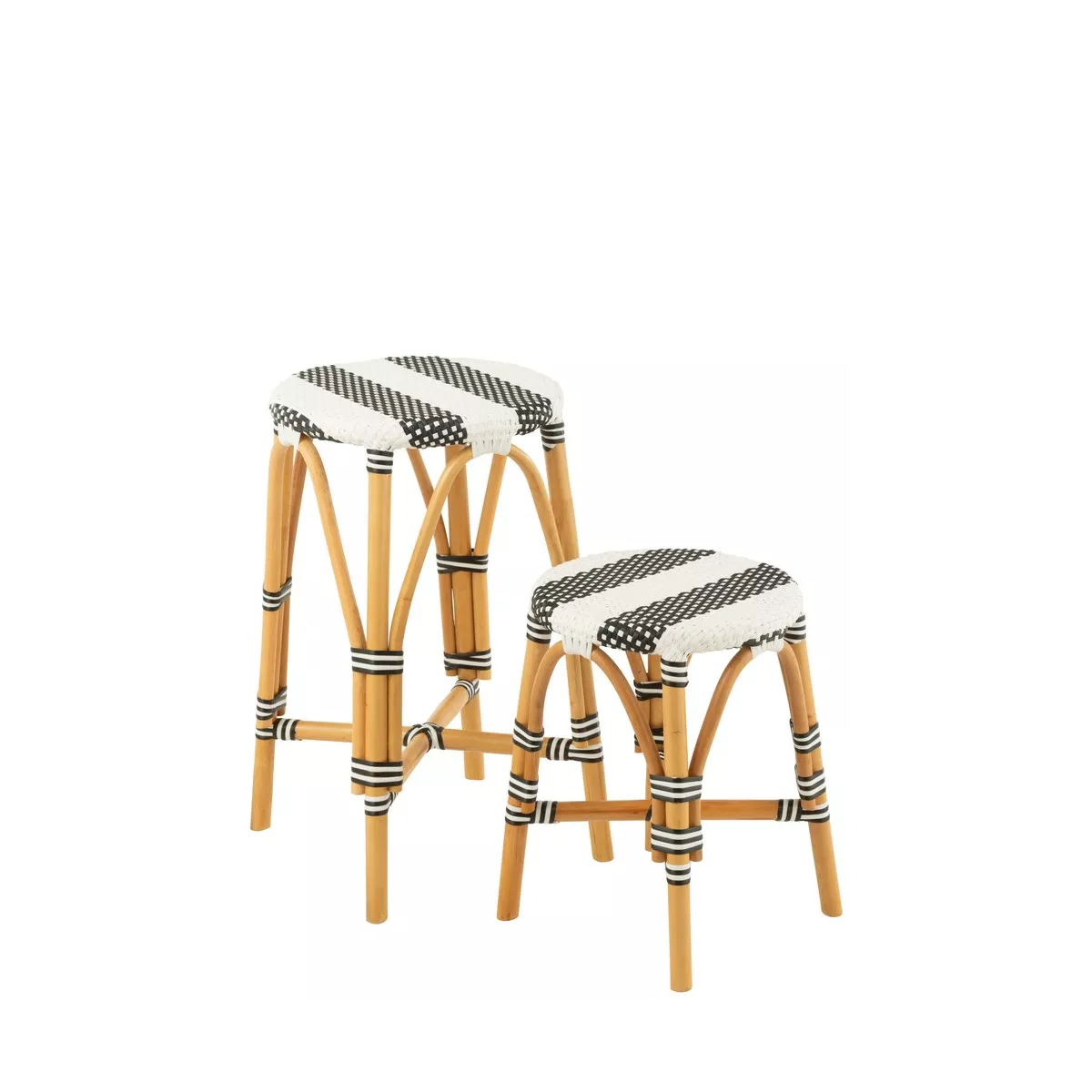 Tabouret de bar Bistrot Jili Rotin Noir et Blanc