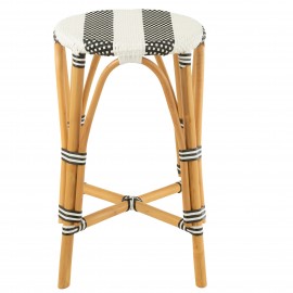 Tabouret de bar Bistrot Rotin Noir et Blanc