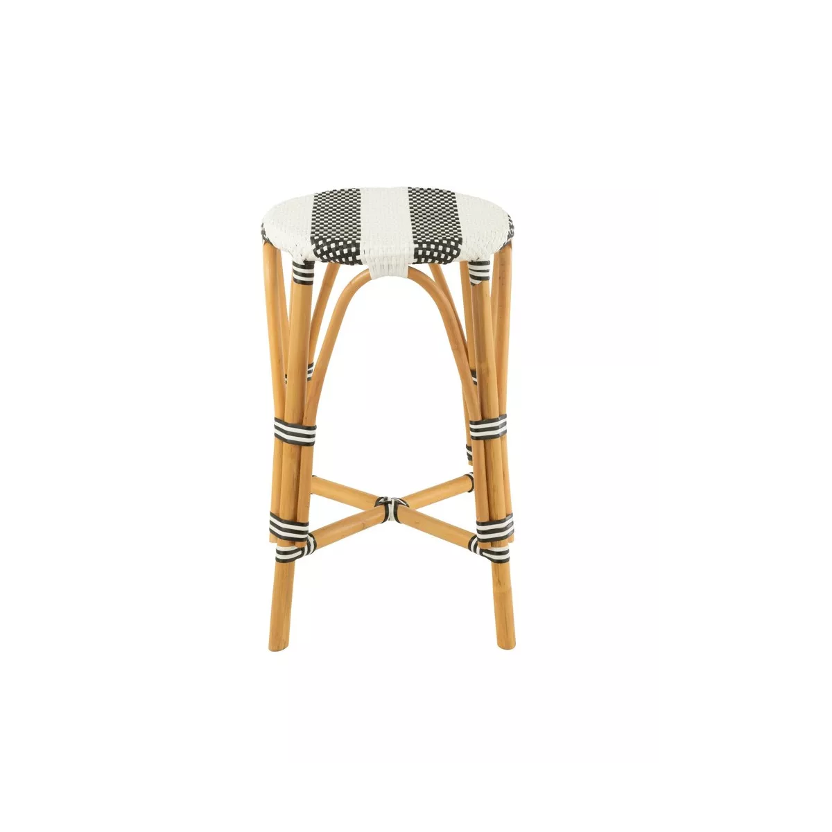 Tabouret de bar Bistrot Jili Rotin Noir et Blanc