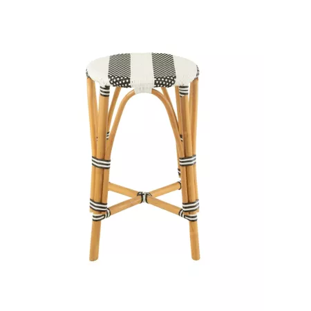 Tabouret de bar Bistrot Rotin Noir et Blanc