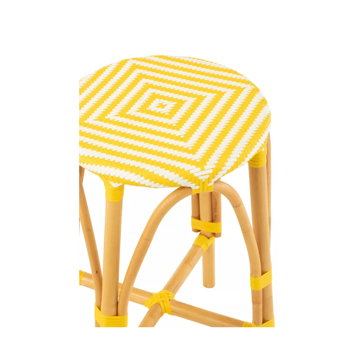 Tabouret de bar Bistrot Jili Rotin Jaune et Blanc