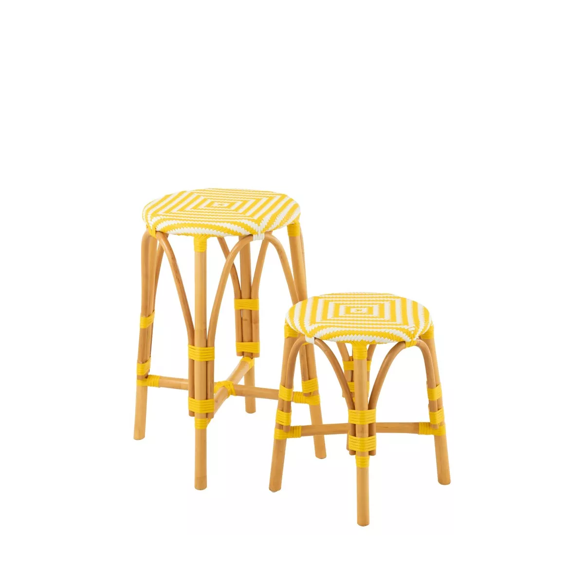 Tabouret de bar Bistrot Jili Rotin Jaune et Blanc