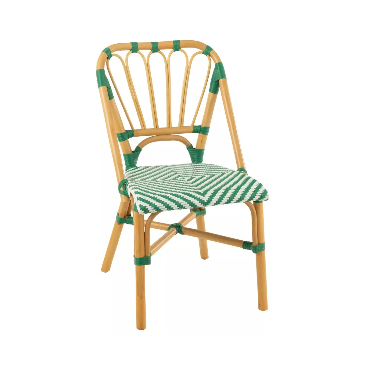 Chaise Bistrot Jili Rotin Vert et Blanc