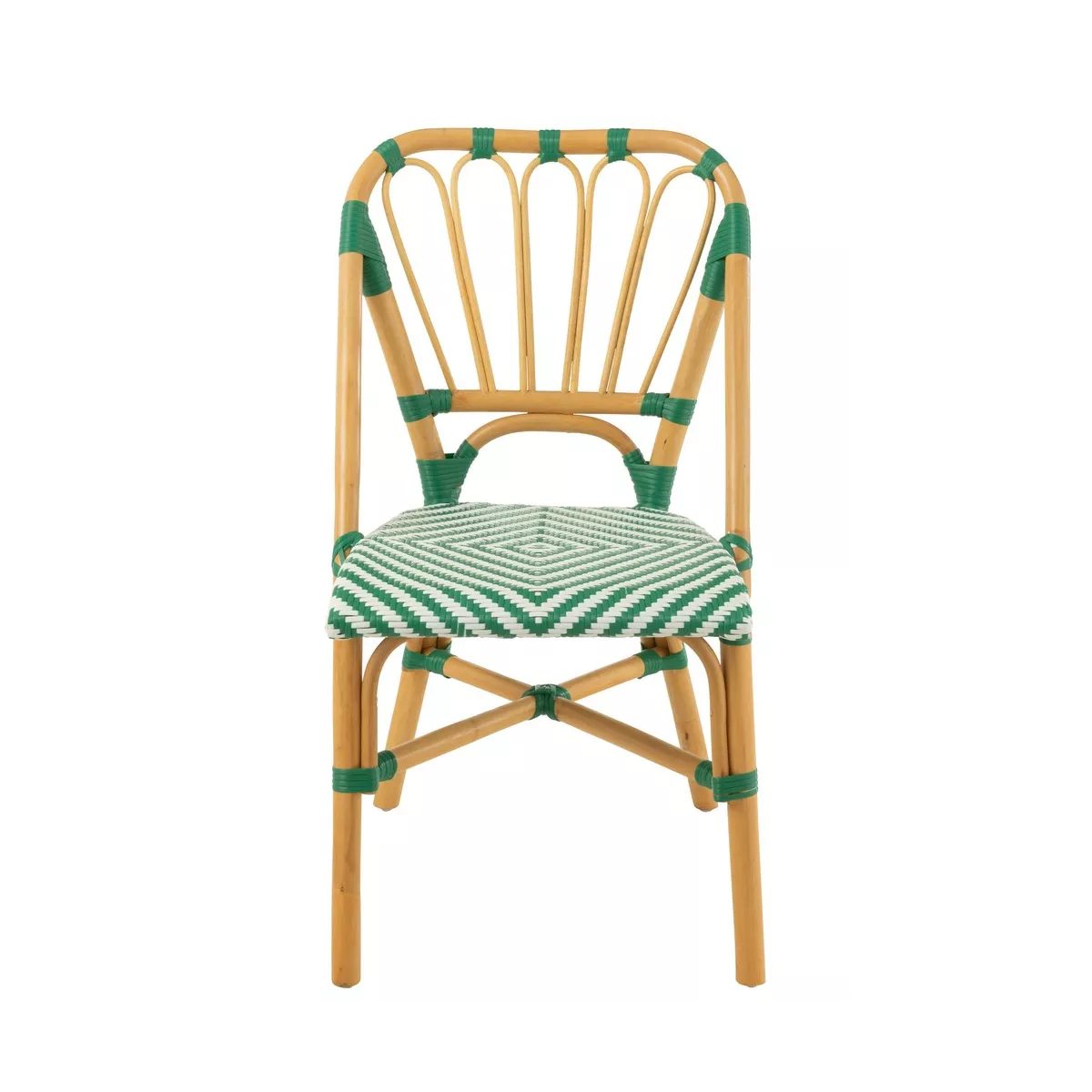 Chaise Bistrot Jili Rotin Vert et Blanc