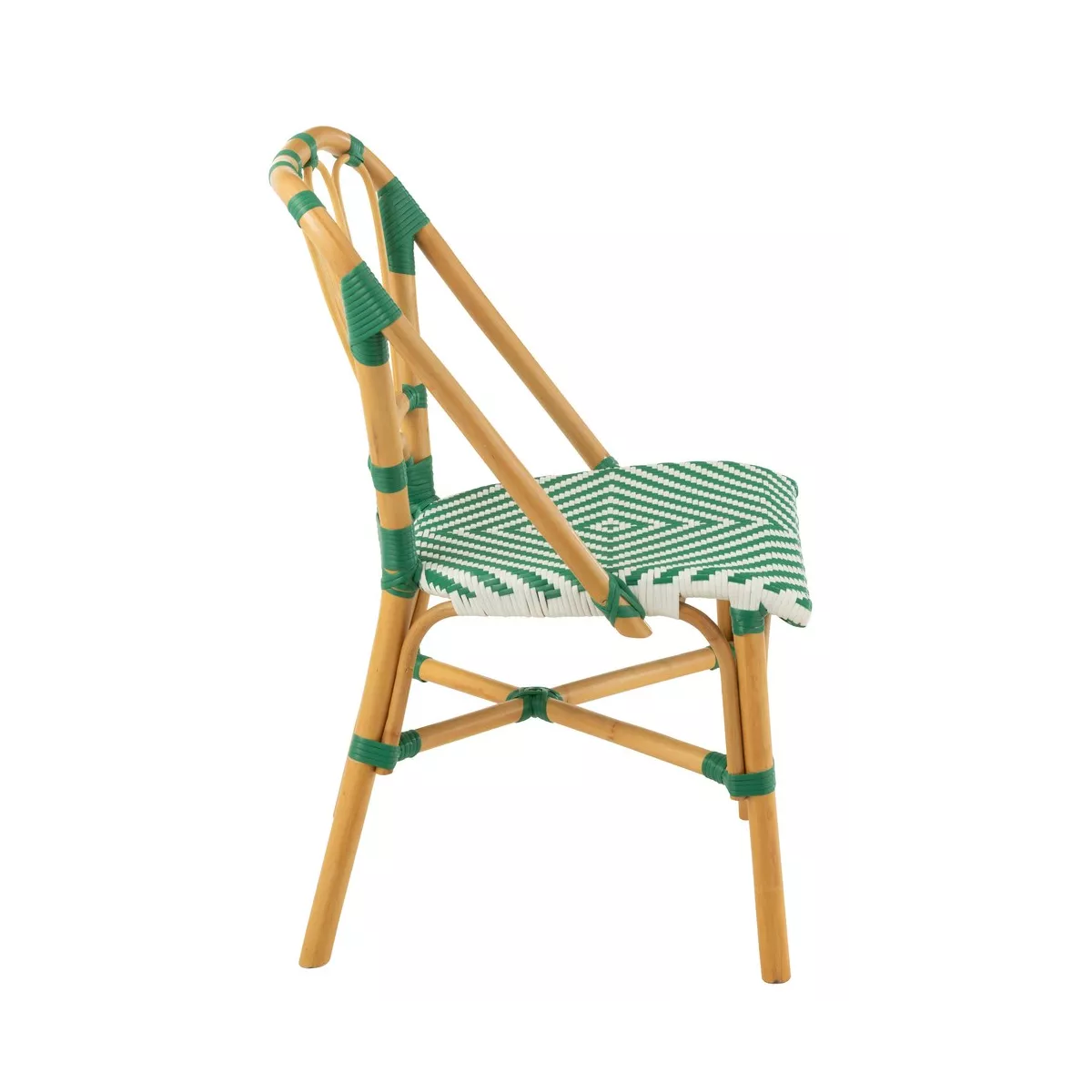 Chaise Bistrot Jili Rotin Vert et Blanc