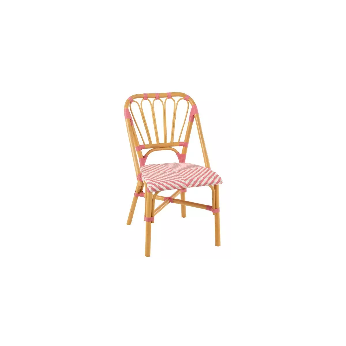 Chaise Bistrot Jili Rotin Rose et Blanc